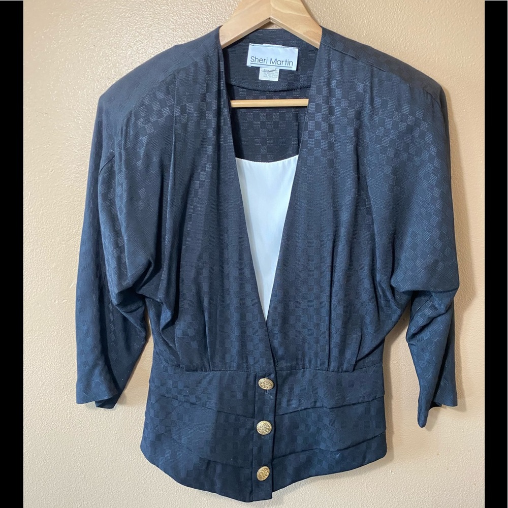 Sheri Martin vintage retro black blazer 80s sz 6